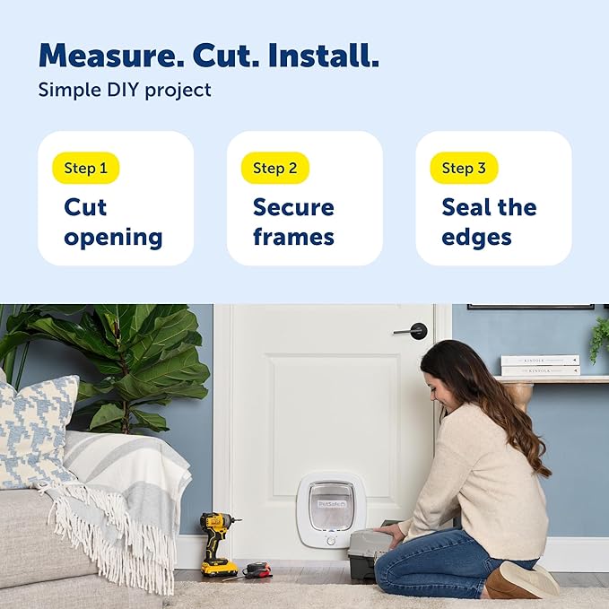 PetSafe Big Cat Door Interior and Exterior Pet Door for Cats, Small Dogs and Multi-Pet Households Push-&-Turn 4-Way Locking Mechanism for Extra Security Soft Close Flap for Added Safety