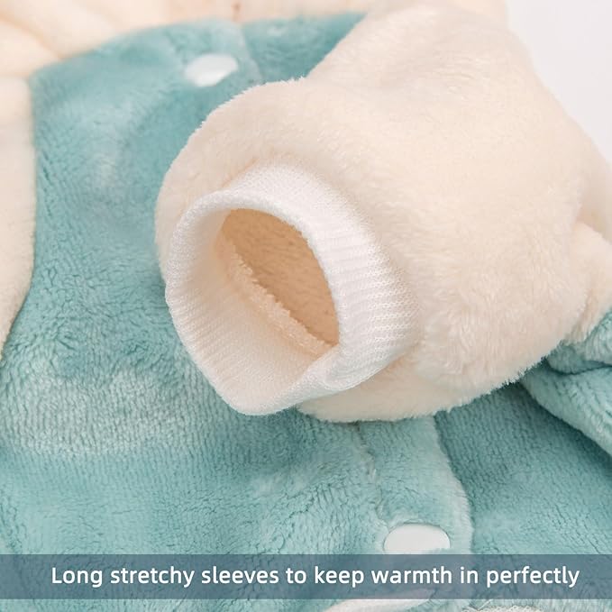 FabriCastle Dog Hoodie Sweater for Small Dogs Boy and Girl, Small Dog Clothes XS XXS Puppy Sweatshirt, Pet Outfit, Cat Clothing Super Soft Warm Snap On Closure (Green-Cream, XX-Small)