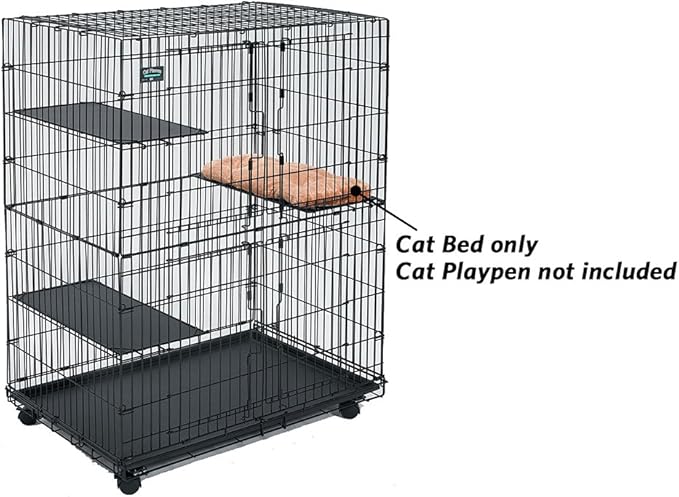MidWest Homes for Pets Plush Cat Bed, Fits MidWest Cat Playpen Model 130, Machine Washable, Small, Camel