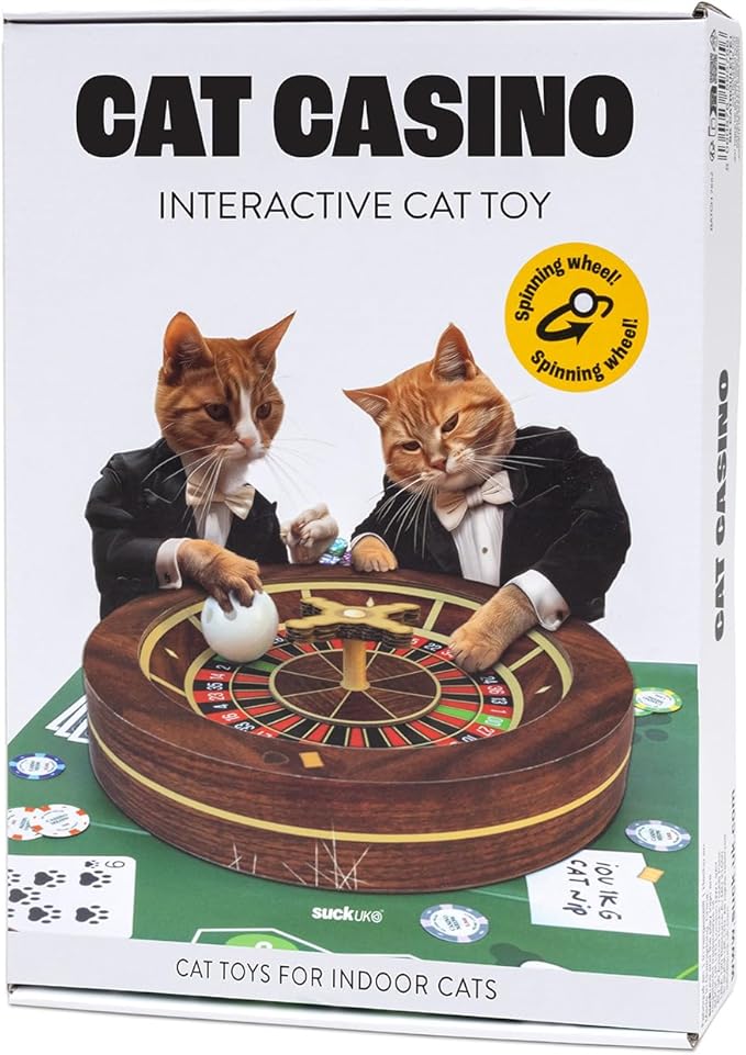 Suck UK - Interactive Cat Toys for Indoor Cats | Moving Spinning Cat Toy | Fun Cats Ball and Puzzle | Gifts for Kittens | Accessories Indoor Play | Stimulant Toy | Exercise Wheel Casino Roulette
