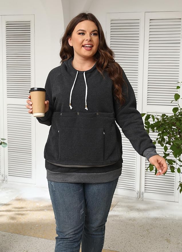 Unisex Cat Pouch Hoodie Long Sleeve Kitten Puppy Holder Hoodies Front Large Pouch Pet Carrier Sweatshirt