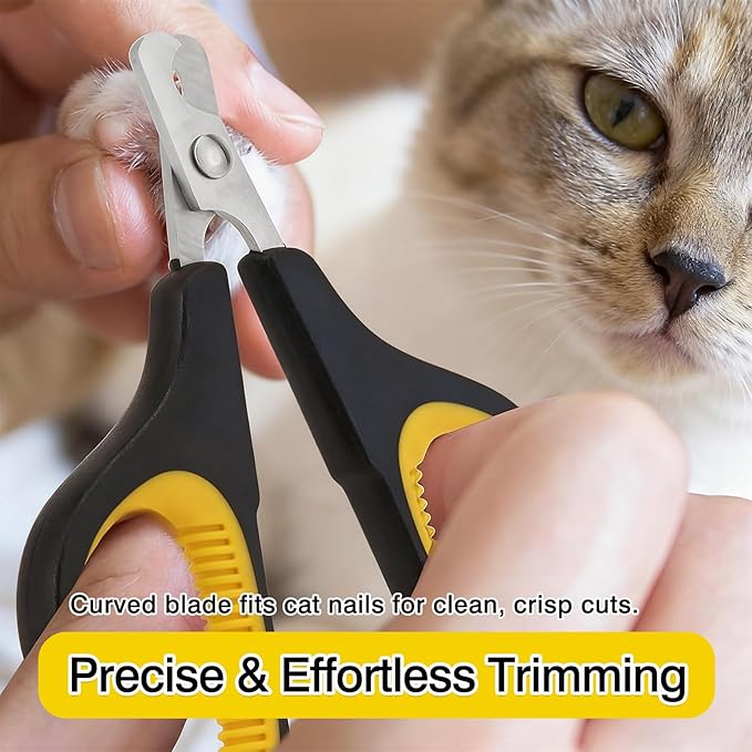 Professional Pet Nail Clippers(Yellow,2-Pack) for Cats & Small Pets, Upgraded Stainless Steel Claw Trimmers for Kittens, Puppies, Rabbits & Small Dogs