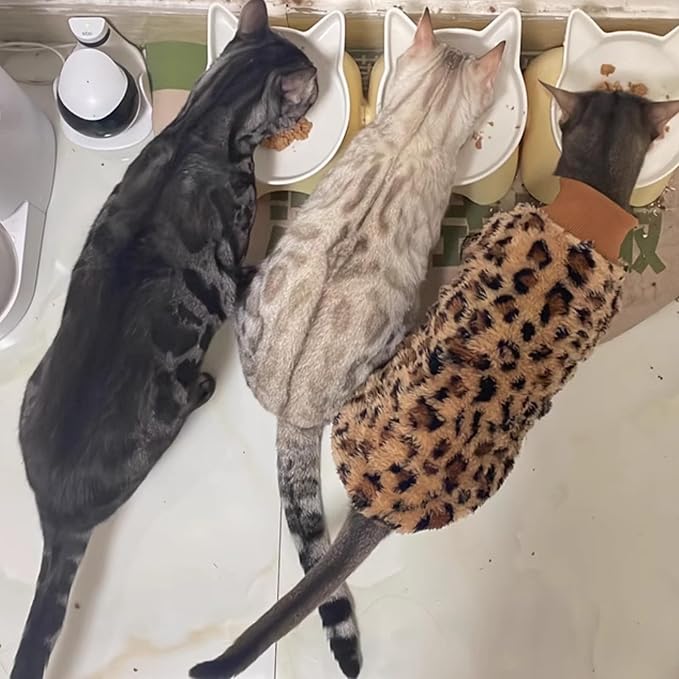 Cat Leopard Double-Sided Fleece Pullover, Soft Warm Clothes for Hairless Sphynx, Devon & All Indoor Kittens in Winter (Leopard,XL)