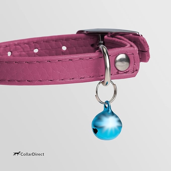CollarDirect Leather Cat Collar with Removable Bell – Safety Elastic Strap (Breakaway Alternative) – Kitten Collar for Small & Big Boy & Girl Cats