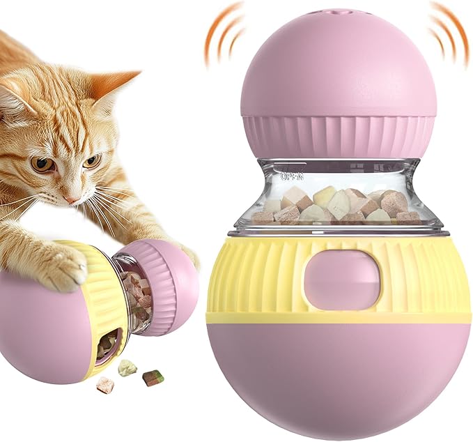 TLKNG Cat Treat Dispensing Toy Kitten Puzzle Feeder & Food Dispenser Ball - Kitty Enrichment Toys for Indoor Cats Kitty Stimulating Tous