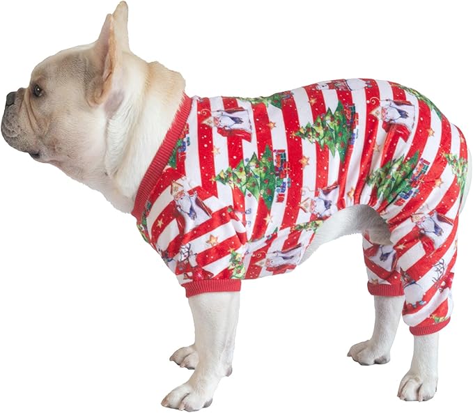 CuteBone Christmas Dog Pajamas Shirt Winter Holiday Cute Pjs Pet Clothes Bodysuit for Doggie Onesies P186XS