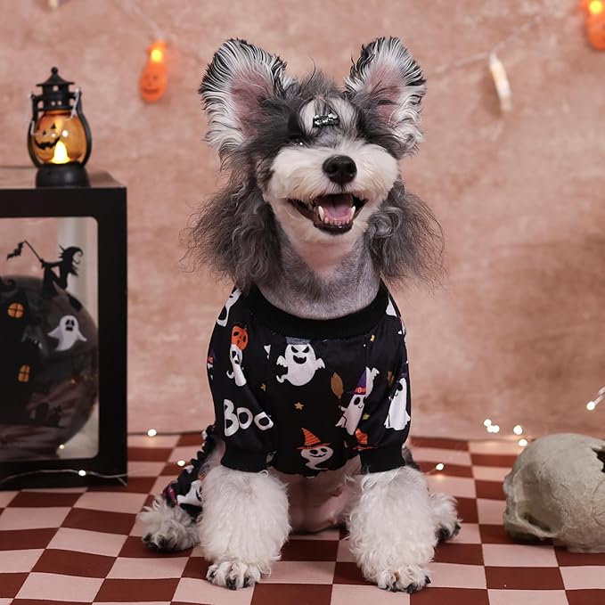 CuteBone Fleece Dog Halloween Pajamas Clothes Puppy Jammies Pet Apparel Cat Onesie for Chihuahua Yorkie Frenchies P305M