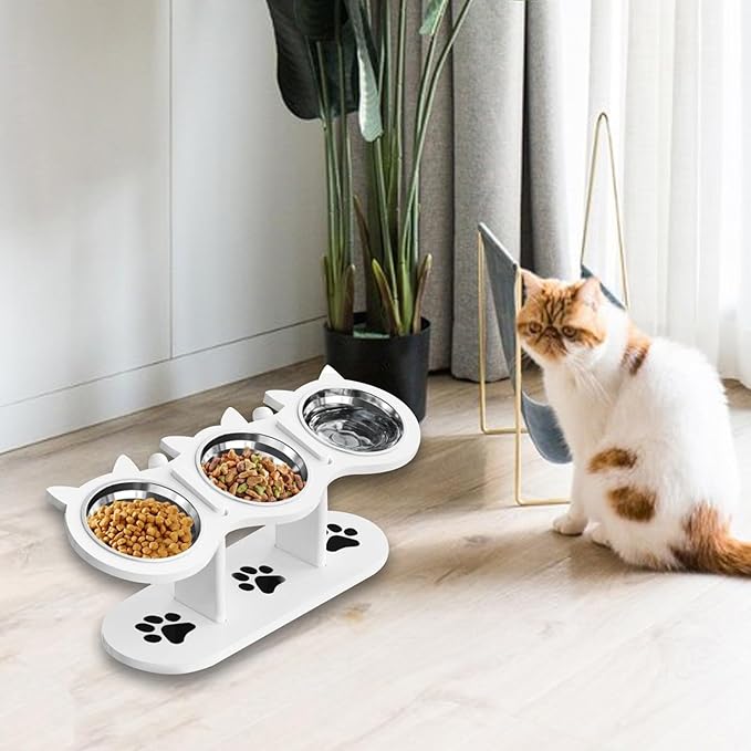 Elevated Cat Bowls Stainless Steel with Detachable Stand Tilted Watering Puppy Pet Supplies Dog Bowls Raised Cat Dishes