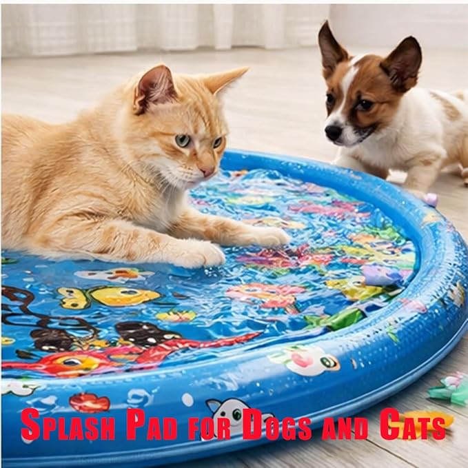 Dog Cat Water Mat,Pet Dog Cat Play Mat/Water Play Mat,Thickened Leak-Proof PVC Water Mat for Cats —Ldeal for Kittens and Puppies Toy,Durable and Easy to Clean, Suitable for All Types of Young Pets.