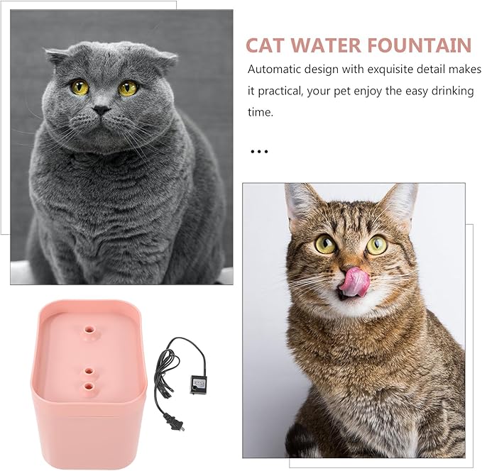 Abaodam Automatic Circulation Cat Water Fountain Pink with Silent Pump Portable Pet Water Dispenser for Cats and Dogs Lightweight USB-Powered Drinking Fountain with Elegant Flower-Shaped
