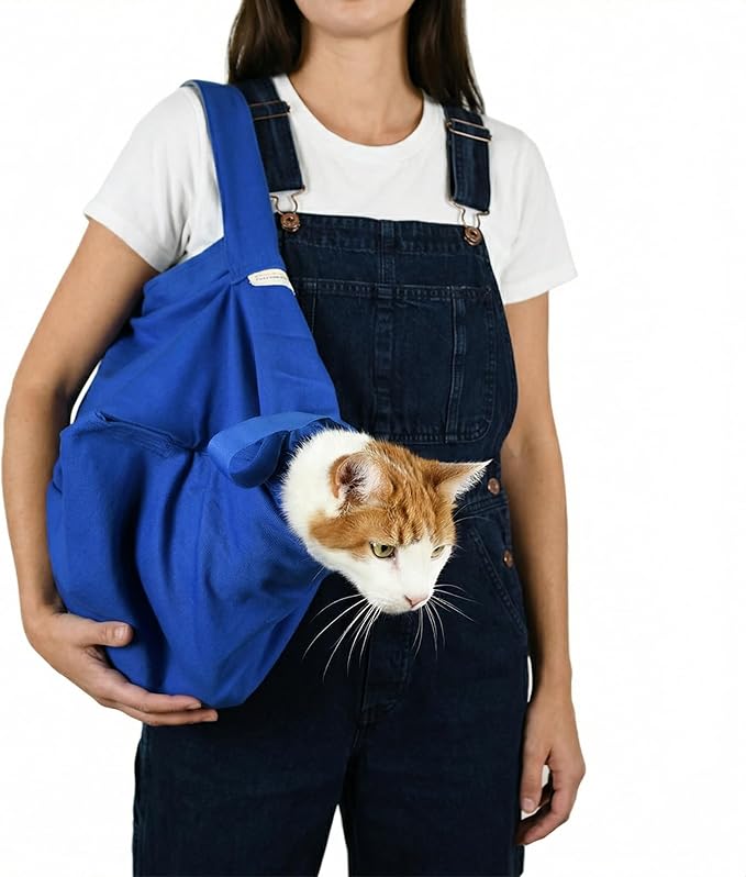 Cat-in-the-Bag Cozy Comfort Carrier - X-Large Cobalt Blue Cat Carrier Soft for Grooming, Vet Visits, Medication Administration, Dental Care, Nail Trimming, and Car Travel