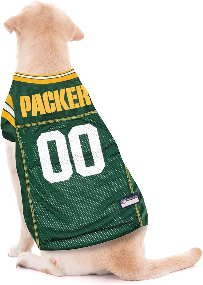 Pets First NFL Green Bay Packers Dog Jersey, Size Medium, Football Shirt Costume for Pet, Dog Sports T-Shirt, NFL Team Clothing for Cats, Licensed Pet Apparel Available in 7 Sizes and 32 Teams
