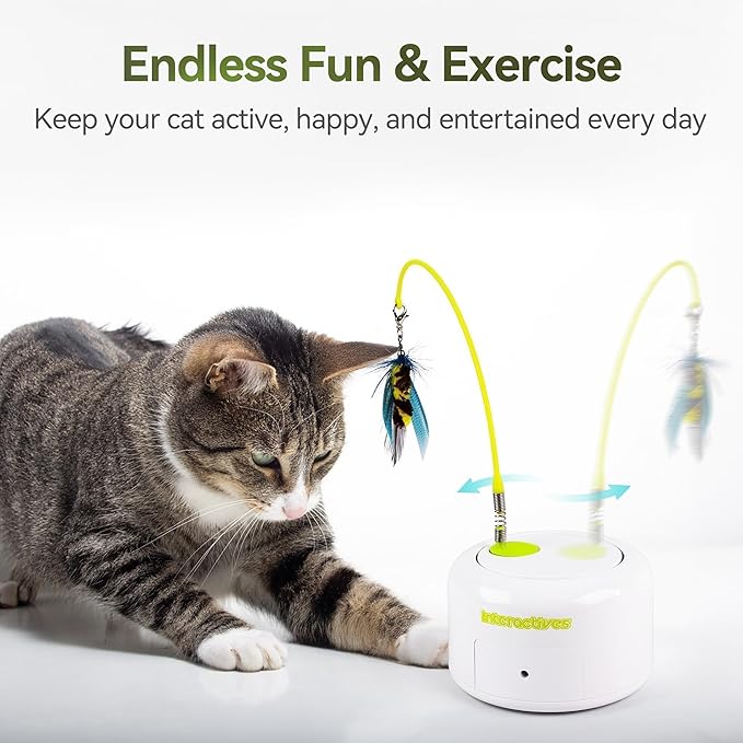 ALL FOR PAWS Interactive Cat Toy, Automatic Cat Toys with Flying Bug for Indoor Bored Cats, Cat Motion Activated Toys, Electric Cat Teaser Flying Feather Wand