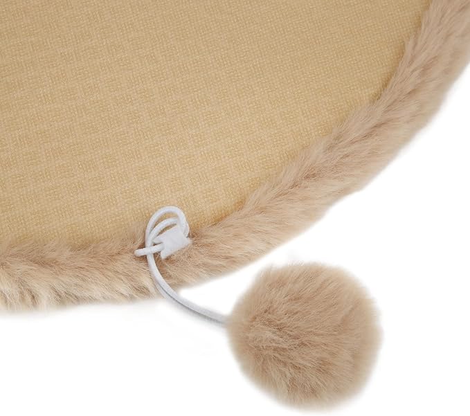 KANASI 1.6 Inch Round Faux Rabbit Fur Cat Bed, Replacement Pad for Pet Sleeping Mats for Windowsills Cages Kennels and Furniture (Grey)
