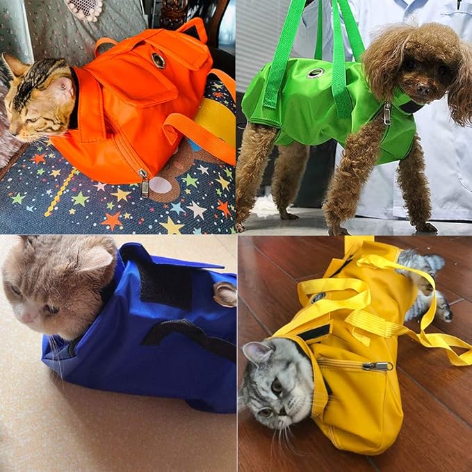 Cat’s Restraint Bag for Claw Care Nail Trimming Anti-Scratching Grooming Bag for Cats Medical Examination(Orange-l)