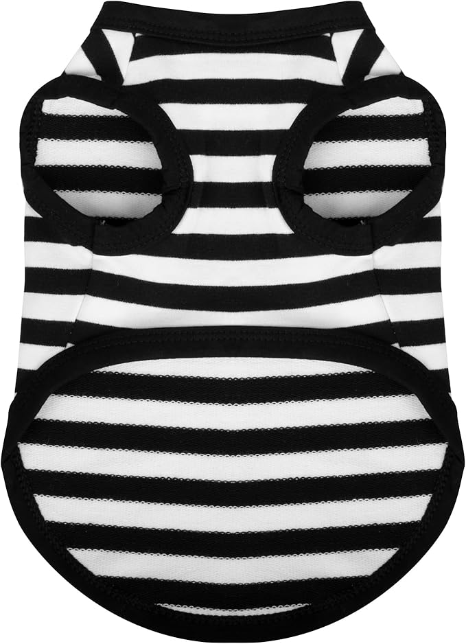 Paiaite Striped Shirt Happy Color Cotton Sleeveless Puppy Shirts Breathable Pet Apparel Tank Top Colorful Puppy Sweatshirt Clothes for Small Medium Dogs Black M