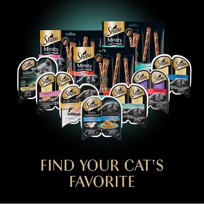 Sheba Meaty Tender Sticks Chicken Cat Treats,Salmon Flavor,Cat Snacks,0.14 oz.,(100 Sticks Total),5 Count (Pack of 20)