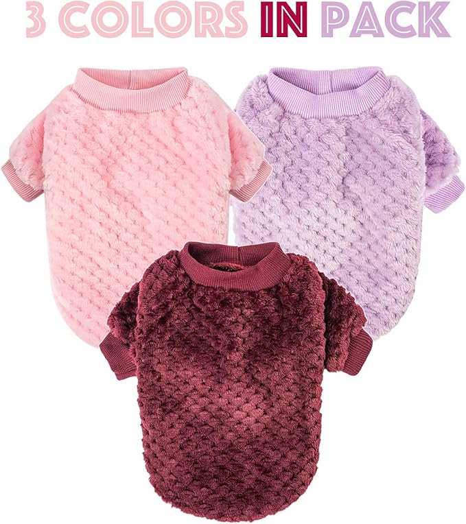 Dog Sweater, Sweaters for Small Dogs, 2, 3 Pack Warm Soft Pet Clothes for Puppy, Medium Large Cat, Dogs Girl or Boy, Dog Shirt for Winter Christmas (Pink+Purple+Red, X-Large)