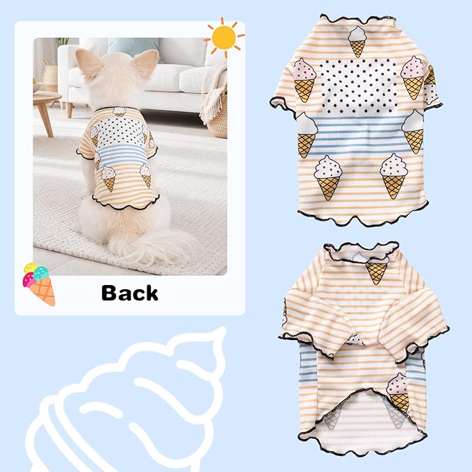 Winmany Dog Cooling Shirt for Small Dog Cat, Puppy Summer Sun Protection Stretchable Clothes, Quick Dry Breathable Pet Vest Outfit,Ice Cream, Small