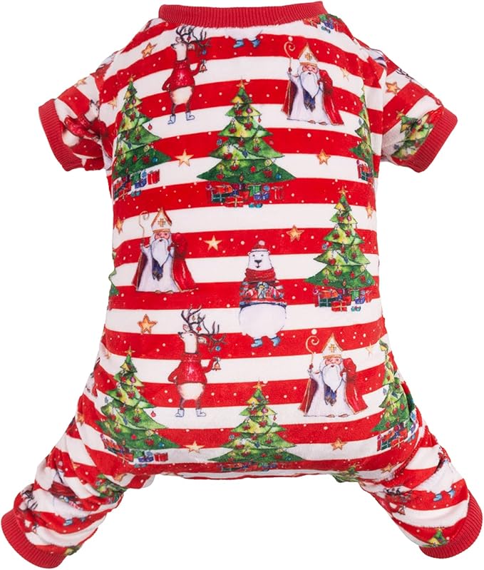 CuteBone Christmas Dog Pajamas Shirt Winter Holiday Cute Pjs Pet Clothes Bodysuit for Doggie Onesies P186XS