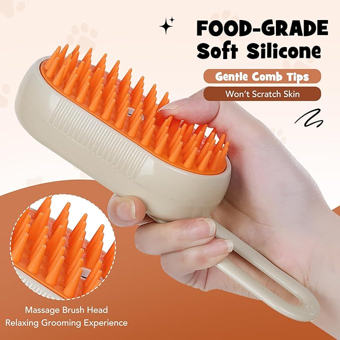 LINFOX 2-Pack Cat Steam Brush, 4-in-1 Pet Grooming Tool for Cats & Dogs, Rechargeable Spray Comb for Shedding, Cleaning & Massage