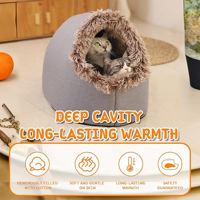 Winter Warm Pet Cave Bed, 2026 New Winter Cozy Cat Tent for Indoor, Soft Plush Cozy Indoor Nest with Non-Slip Bottom for Small Medium Dogs, Cats (Dark Gray, M, 16 * 14 * 13inches)