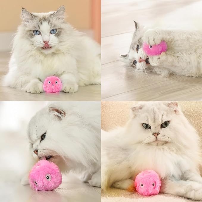 2 Pcs Speedy Tail, Interactive 2.0 Cat Toy Ball for Indoor, Automatic Speedy Sprint Balls and Chirping Ball, Self Play Hunting Rolling Kitty Kitten Catnip Exercise Toys