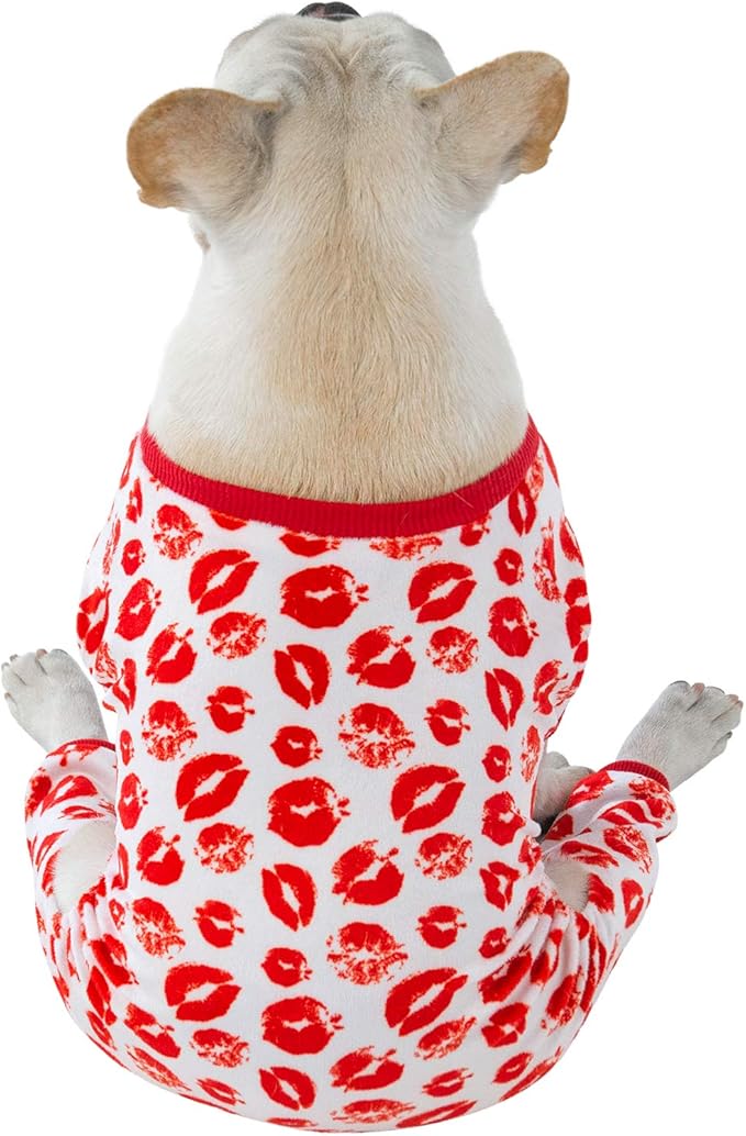 CuteBone Dog Pajamas Valentines Costumes Fleece Pet Clothes Puppy Onesie Winter Holiday Cute Cat Jammies Keep Your Pet Warm in The Cold Weather P116M