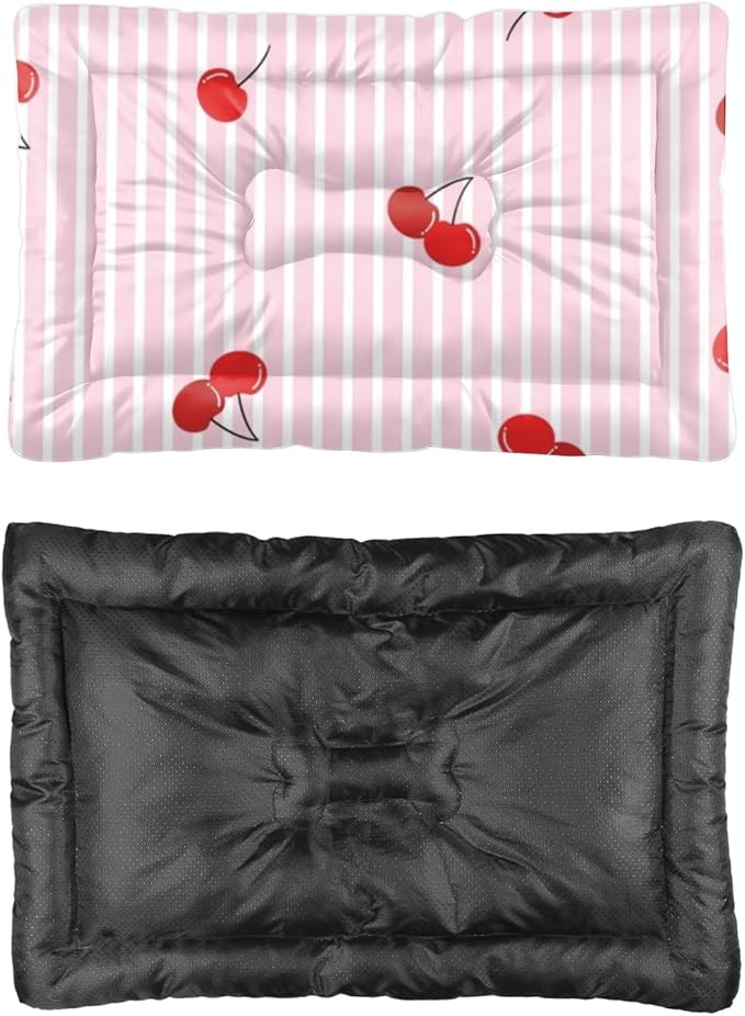 Cute Red Cherries Cat Mat Non Slip Bottom Rectangle Dog Bed Portable Dog Mat Pet Supplies Multi Scenario Multi Model Crate Pad Gift Printed Cage Pad 36× 24 Inch