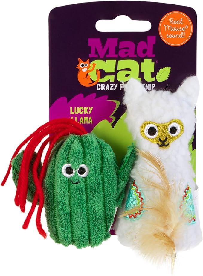 Mad Cat Lucky Llama with Catnip & Silvervine Cat Toy, Pack of 2