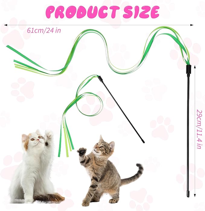 4 Pcs Ribbon Cat Toy,Interactive Cat Toy String,Colorful Kitten Toys Ribbon,Ribbons Toys for Cats for Indoor Cats for Kittens Teaser Training Exerciser Playing Accessories