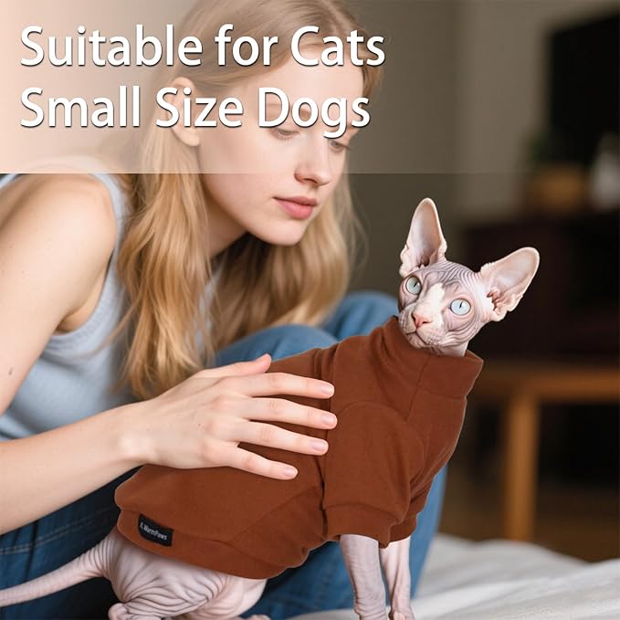 Fleece Sphynx Cat Clothes Soft Hairless Cat Clothes Pullover Cat Sweater for Chihuahua All Season Light and Warm Kitten Cloth for Cats Only Puppy Clothes Small Dog Sweater (Orange, M)