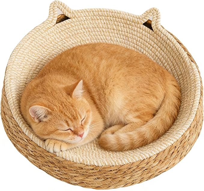 Cat Scratching Board, Breathable Woven Design with Kitten Ear Shape, Cotton Rope Bed for Play, Exercise, Enrichment, Nail Trimming, Paws Care, Indoor Cat Activity, Furniture Protection, Safe and Fun