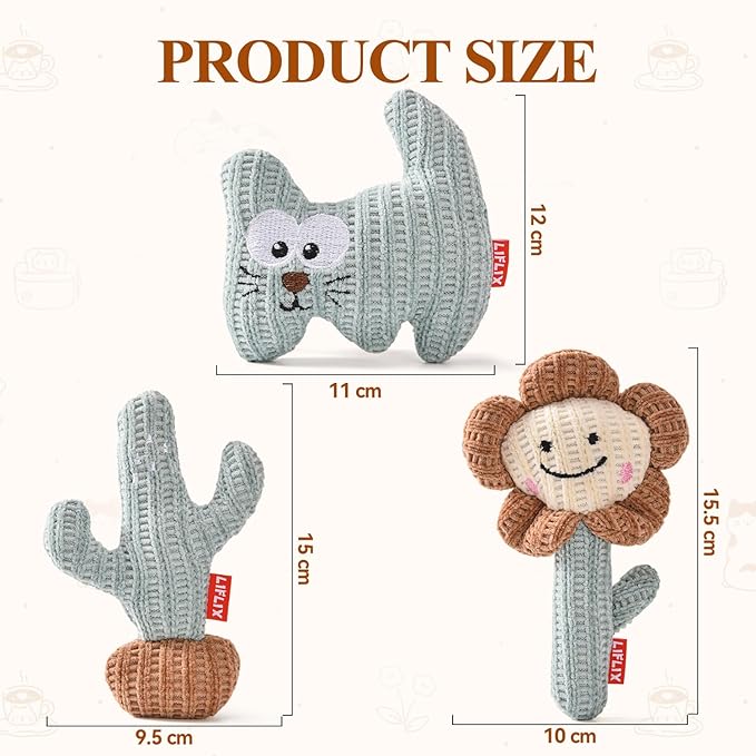 LIFLIX 3PCS Catnip Cat Toys, Cute Cat Nip Plush Toys for Indoor Cats, Interactive Small Cat Kicker Toys(3 Shapes)