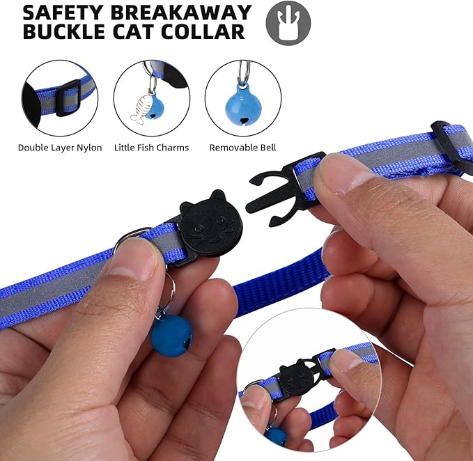 Airtag Cat Collar, Air tag Cat Collar with Bell and Safety Buckle in 3/8" Width, Reflective Collar with Waterproof Airtag Holder Compatible with Apple Airtag for Cat Dog Kitten Puppy (RoyalBlue)