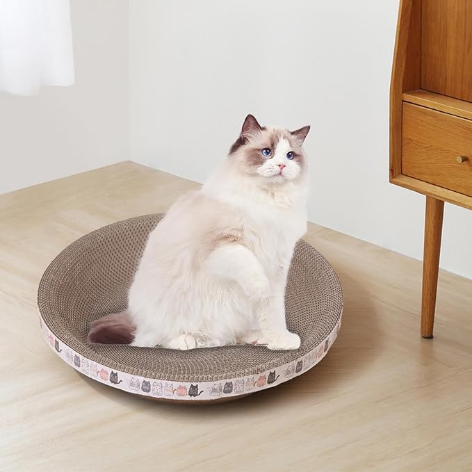 er Cardboard, Pad Bowl Nest for Indoor Cats Grind Claw, ing Board Corrugated Lounge Cat Beds Furniture Protector, L