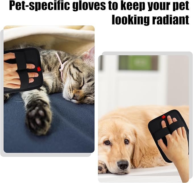 Static Removal Gloves for Pet Hair,Reusable Double-Sided Grooming Gloves,Cleans All Surfaces Easily,Suitable for Sofas,Clothes,Car Detailing,Carpets,Beds,Bedding,Furniture (Black)
