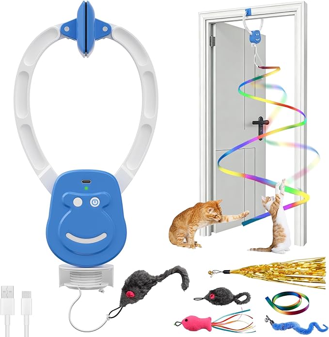 Automatic Flying Interactive Cat Toy for Indoor Cats - Safe Chase & Exercise Stimulation for Bored Kittens, Adults & Multi-Cat Homes (Blue)