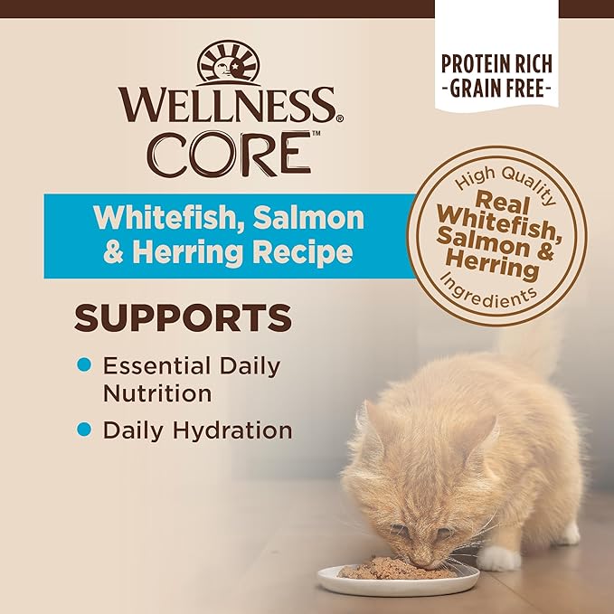 Wellness CORE Salmon, Whitefish and Herring Recipe Cat Food (Pack of 24, 5.5-Ounce Cans)
