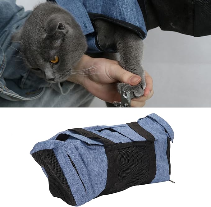 Fockety Cat Nail Clipping Cleaning Grooming Restraint Bag, No Scratching Biting for Bathing, Pet Bag for, Administering Eye Drops, Ear Cleaner, Clipping Nails Trimming
