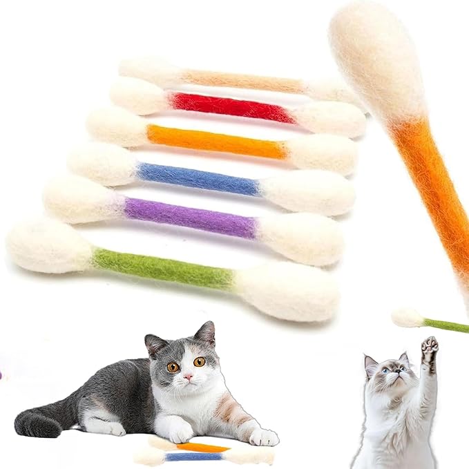 Cotton Swabs Cat Toys with Catnip, Giant Cat Qtip Toy Chew Sticks, Durable Q Tip Cat Toy Teething Ropes for Boredom, Exercise, Big Interactive Felt Kitty Kicker Toy