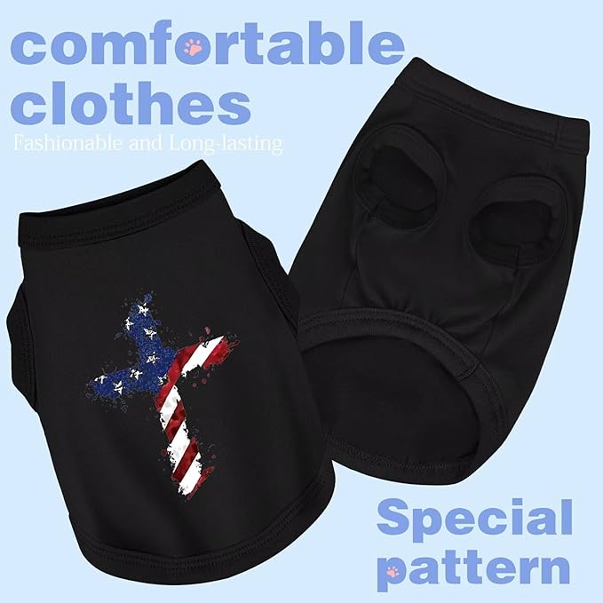 Discover Cozy Cotton Canine Wear: Soft, Lightweight, and Breathable Dog Shirt Vest with Eye-Catching Graphics, Keeping Your Furry Friend Warm and Comfy! Cross Flag 4XL