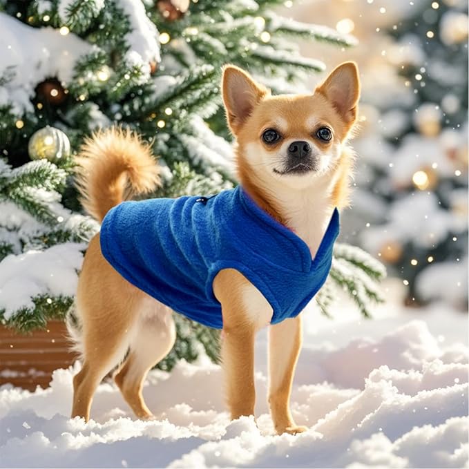 Rbenxia 4 Piece of Rose Red Dog Sweater with Leash Ring Soft Fleece Vest Dog Pullover Warm Jacket Pet Dogs Clothes Winter Dogs Outfits for Small Puppy Cat Pets (Rose Red+Red+Blue+Purple, Small)