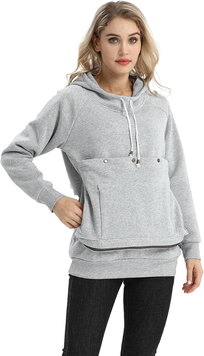 LINYUCHEN Cat Dog Carrier Hoodies – Puppy Kitten Carrying Sweatshirt Large Pet Pocket Pullover Top – Unisex Kangaroo Hoodies