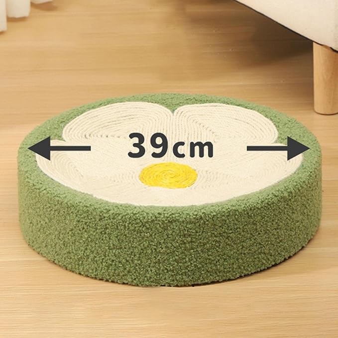 Cat Scratcher Bowl Sisal Scratching Board Lounge Bed Furniture Protector Sofa Couch 15.35inch Green Flower