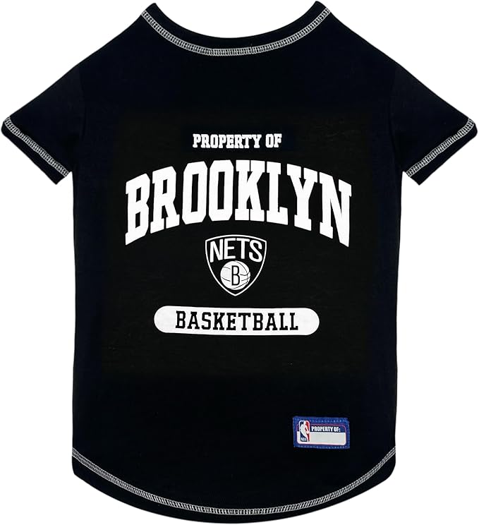 Pets First NBA Licensed Hoodies & T-shirt for Dogs & Cats, Brooklyn NETS, Large