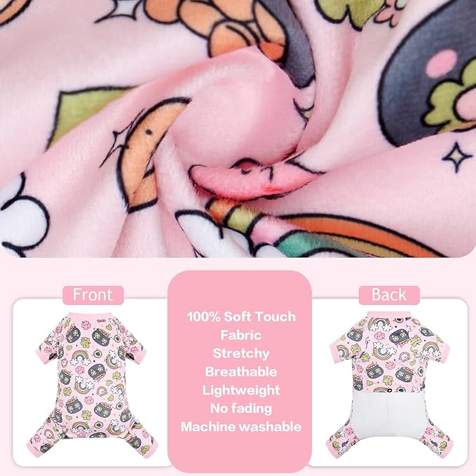CuteBone Fleece Dog Pajamas St. Patrick's Day Clothes Puppy Jammies Pet Apparel Cat Onesie for Chihuahua Yorkie Frenchies P326M