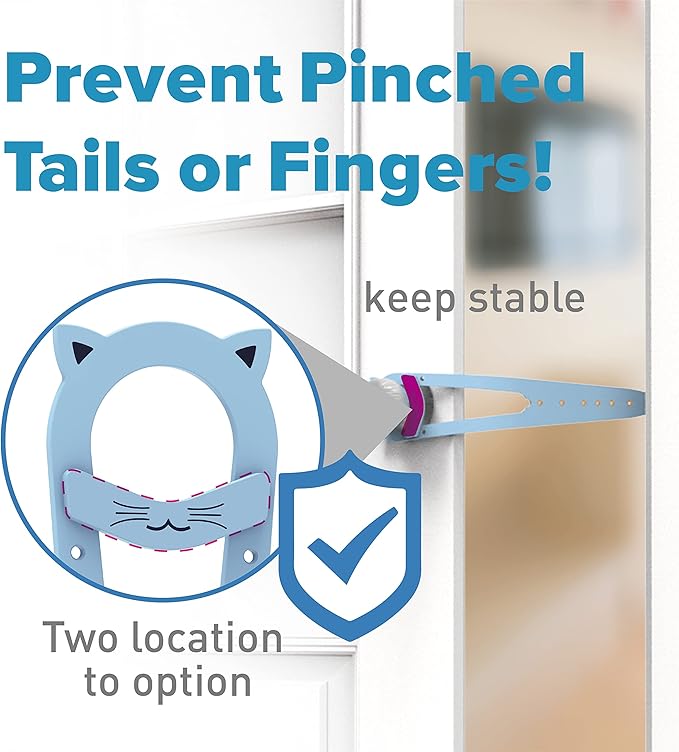 Neobay Cat Door Latch with Stabilizer 2 Packs, 7 Sizes Adjustable Door Latch for Cat to Keep Dog Out of Litter Box, No-Drill Alternative of Pet Gates and Interior Pet Door, Plastic