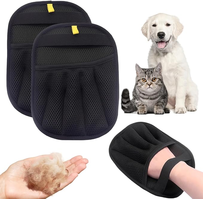 Pet Hair Removal Glove for Cats & Dogs, 2025 New Electrostatic Pet Hair Remover, Reusable Pet Hair Removal Tool for Furniture, Pet Grooming Gloves (2 Pack)