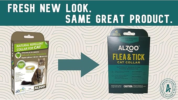 ALZOO Flea & Tick Cat Collar, Helps Repel Fleas, Ticks & Mosquitoes, Plant-Based Active Ingredients, Phthalates and PVC Free, Up to 8 Months Protection, Pack of 3
